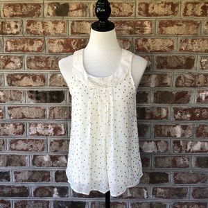 Lauren Conrad Cream Chiffon Polka Dot Top Sz XS